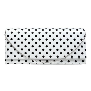 Evening Bag - 12 PCS - Glossy Polka Dots - White - BG-92120W